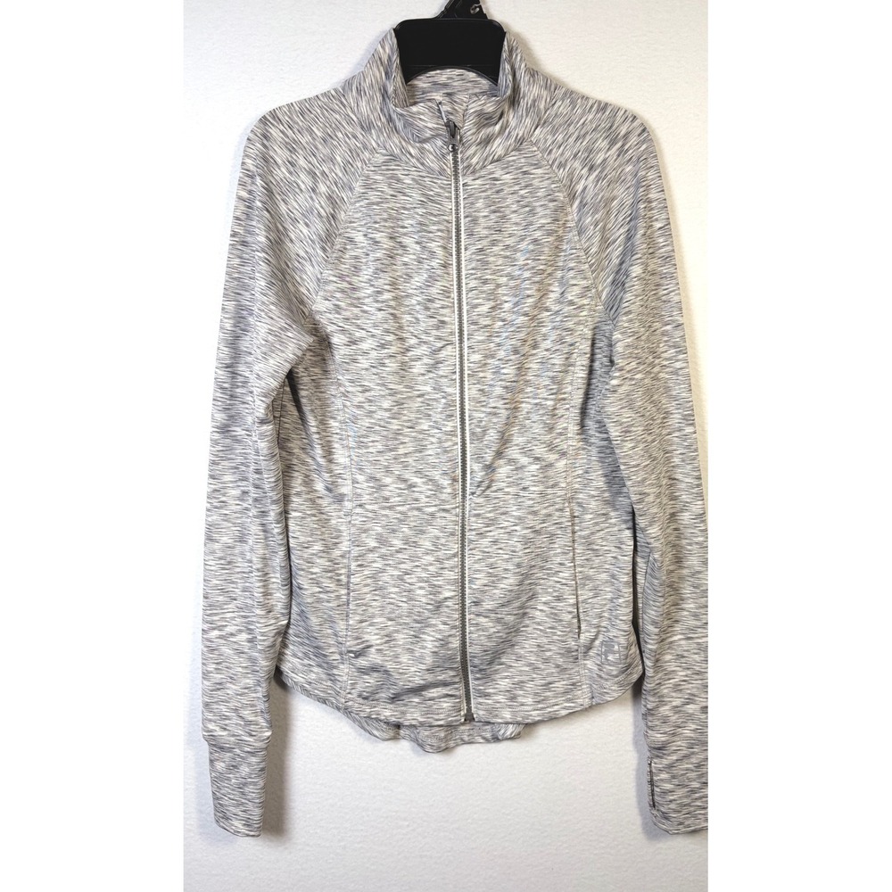 Fila Sport Jacket Women XS Gray Excellent Space Dye Full Zip Pleated Back
